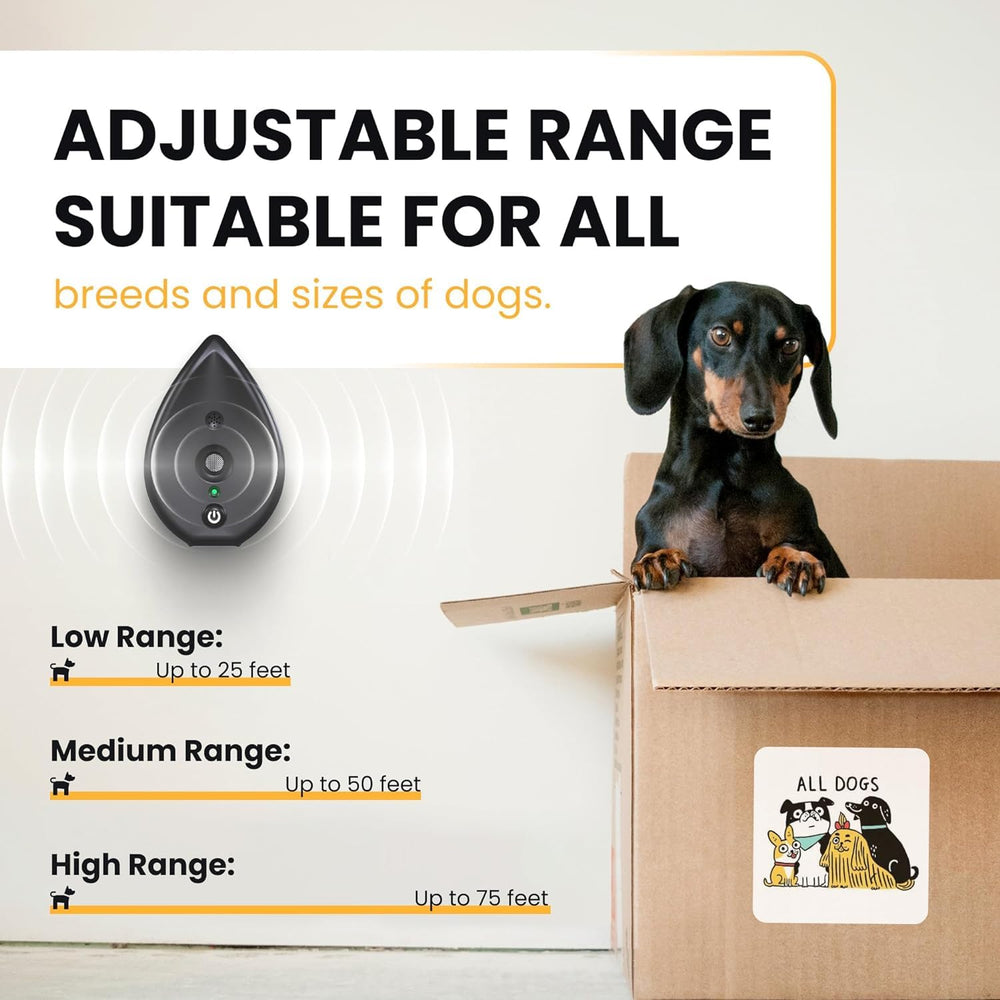 STÙNICK ultrasonic bark control closeup showcases user-friendly functionality.