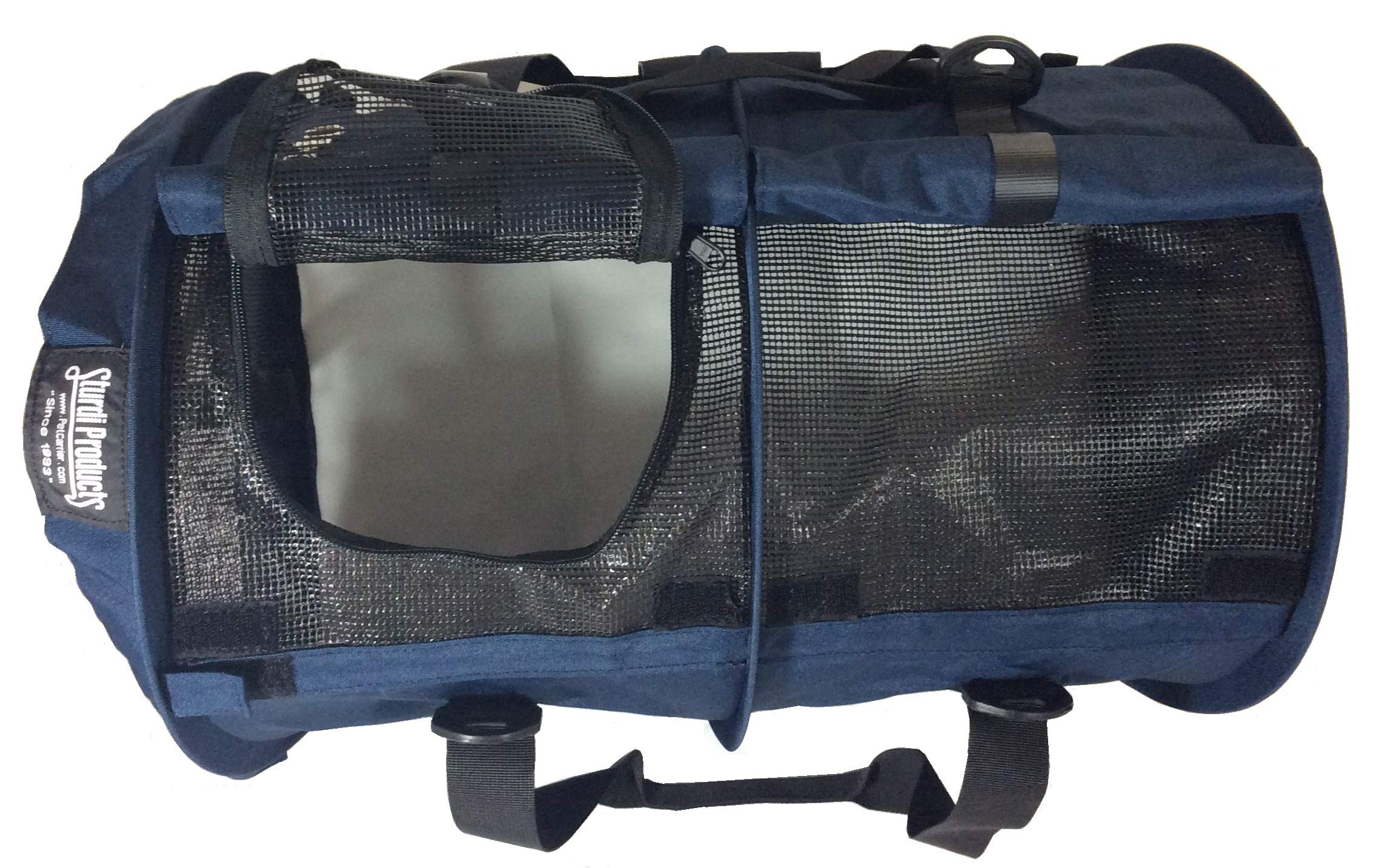 SturdiBag navy carrier uses durable 600 denier polyester material