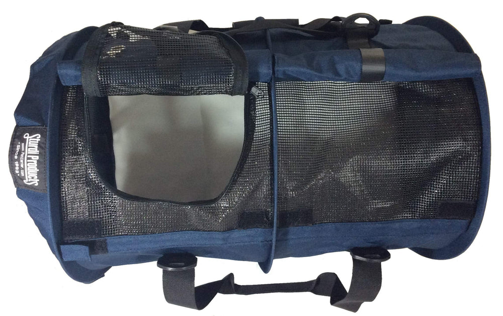 SturdiBag navy carrier uses durable 600 denier polyester material