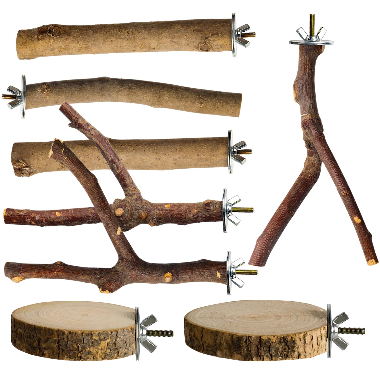 styedek 8-pack natural wood branch perches for secure grip and enrichment