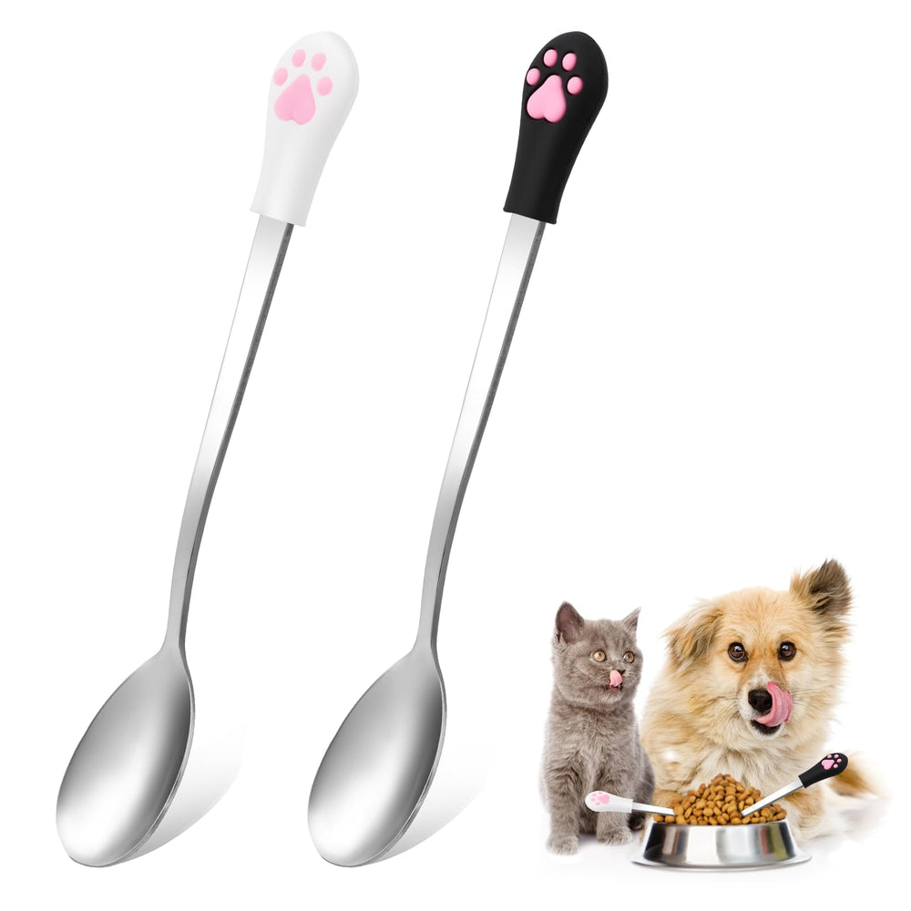 Styquenzer cat spoon white paw design for precise pet portion control