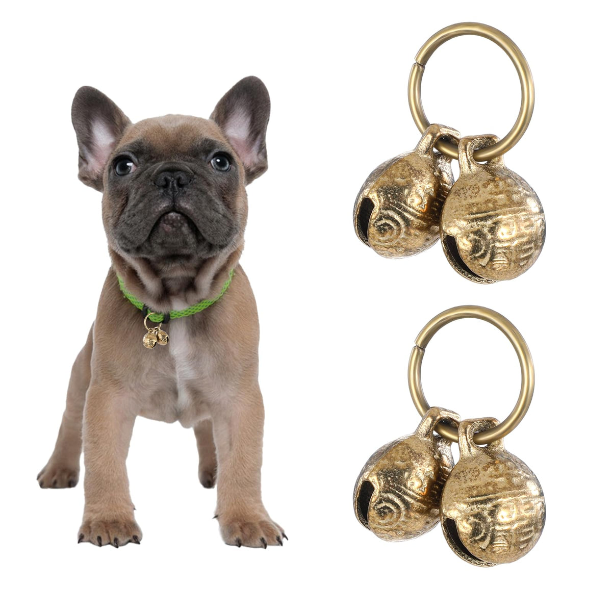 Styquenzer dog collar brass bell pack four pieces for reliable pet tracking