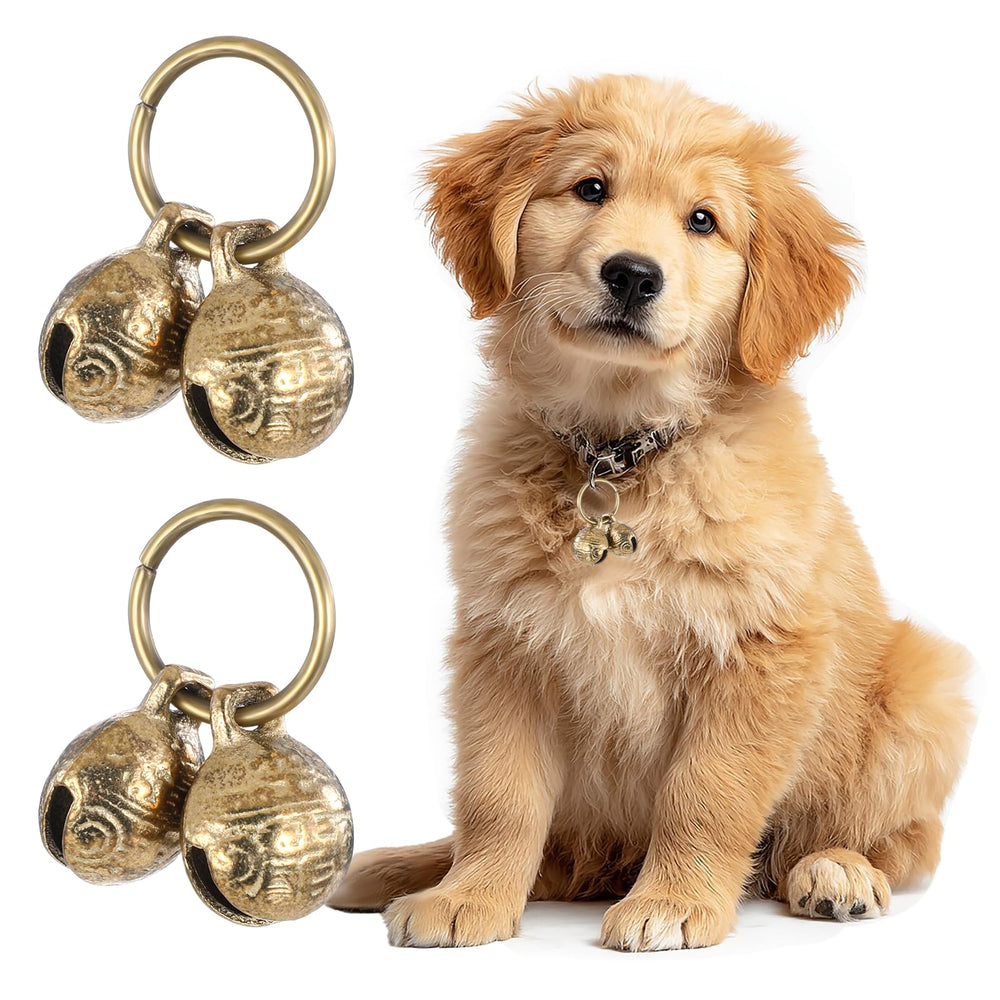 Styquenzer dog collar bells 4-pack close-up shows durable brass for clear alert sounds.