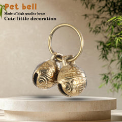 Styquenzer large brass dog bell on collar image highlights size compatibility for various pets.