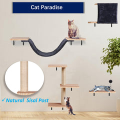 Sublimei cat wall shelves soft hammock bridges convey comfy resting spots.