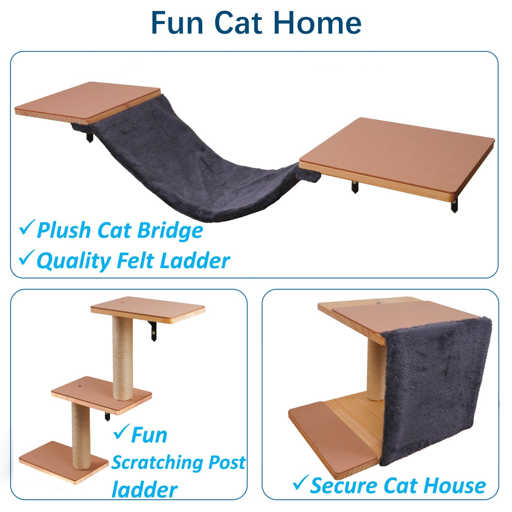Sublimei cat wall shelves wall-mount assembly demonstrates space-saving mounting solution.