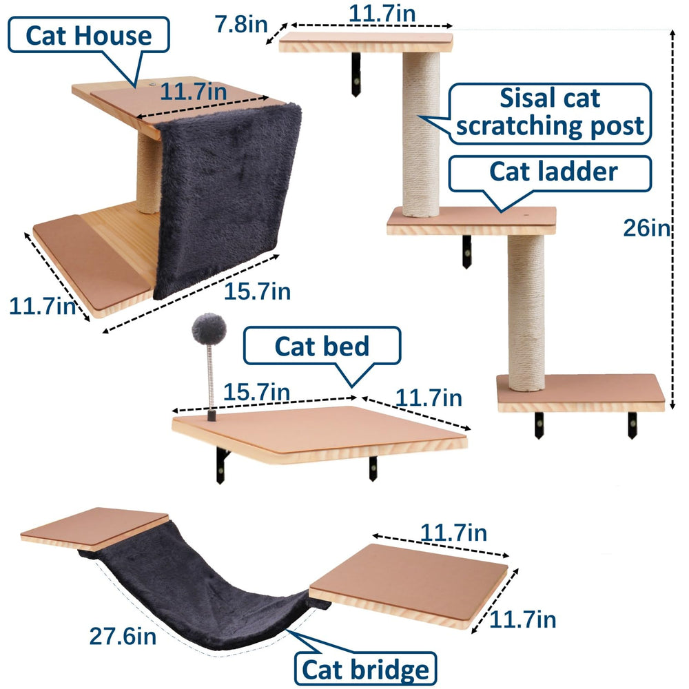 Sublimei cat wall shelves wood grain variations emphasize natural character and finish.