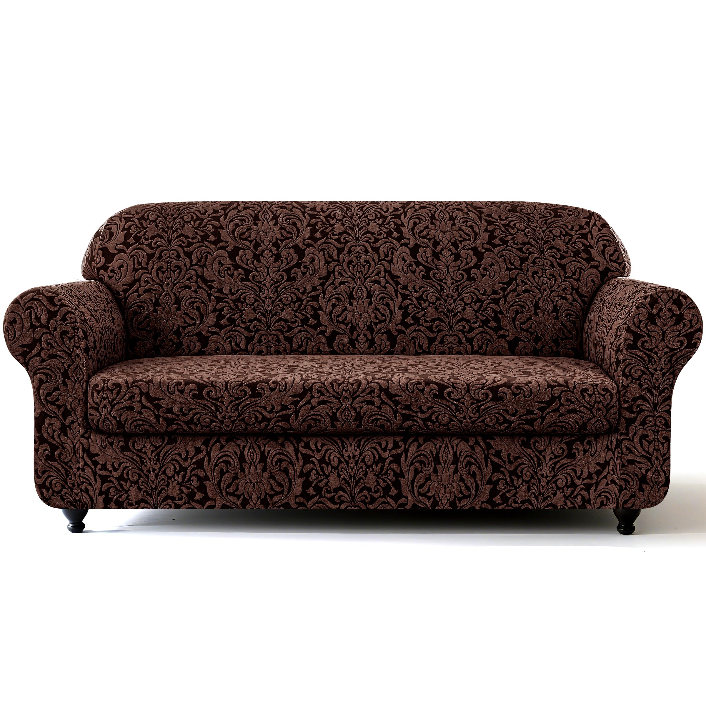 SUBRTEX loveseat covers damask brown on sofa provides daily wear protection