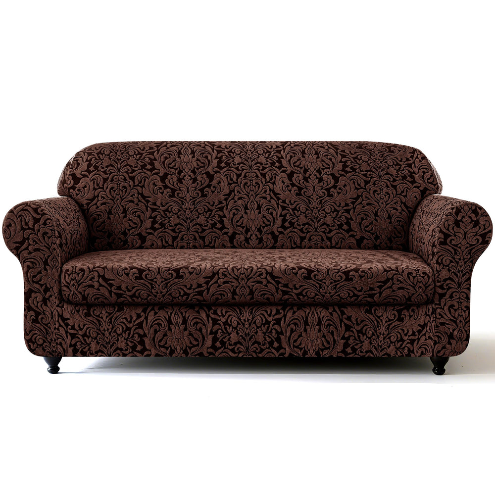 SUBRTEX loveseat covers damask brown on sofa provides daily wear protection