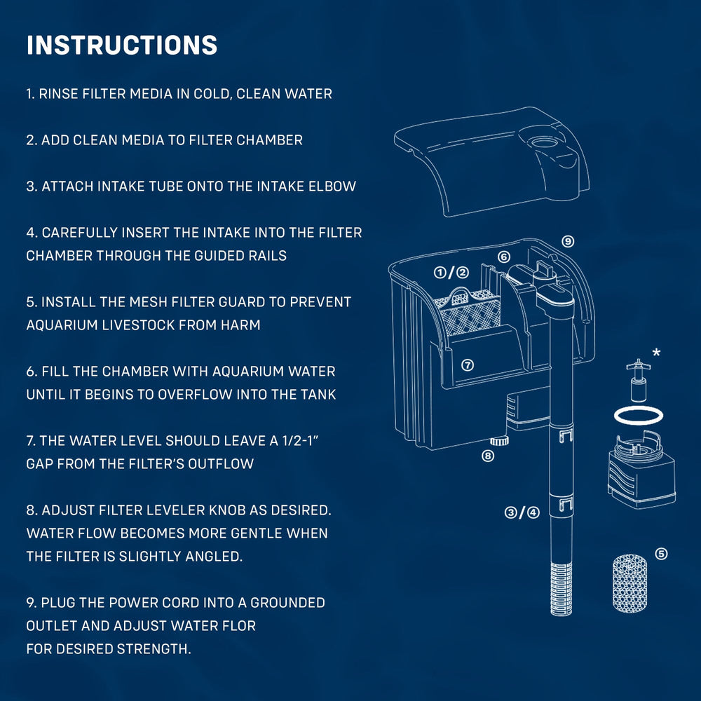 2-5 gallon aquarium with Mighty HOB delivering gentle filtration and clear water