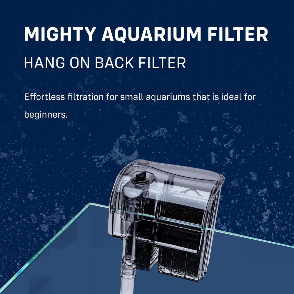 SubstrateSource Mighty HOB filter side view shows compact fit with stable rim mounting.