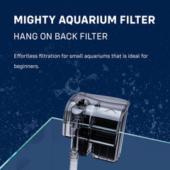 SubstrateSource Mighty HOB filter side view shows compact fit with stable rim mounting.