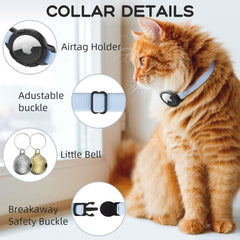 sucegi AirTag Cat Collar blue breakaway-design offers quick safety release during playful moments.