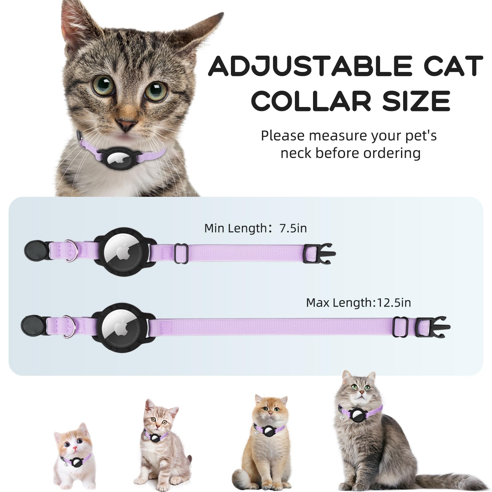 Sucegi AirTag Cat Collar durable polyester fabric withstands daily wear for active cats.