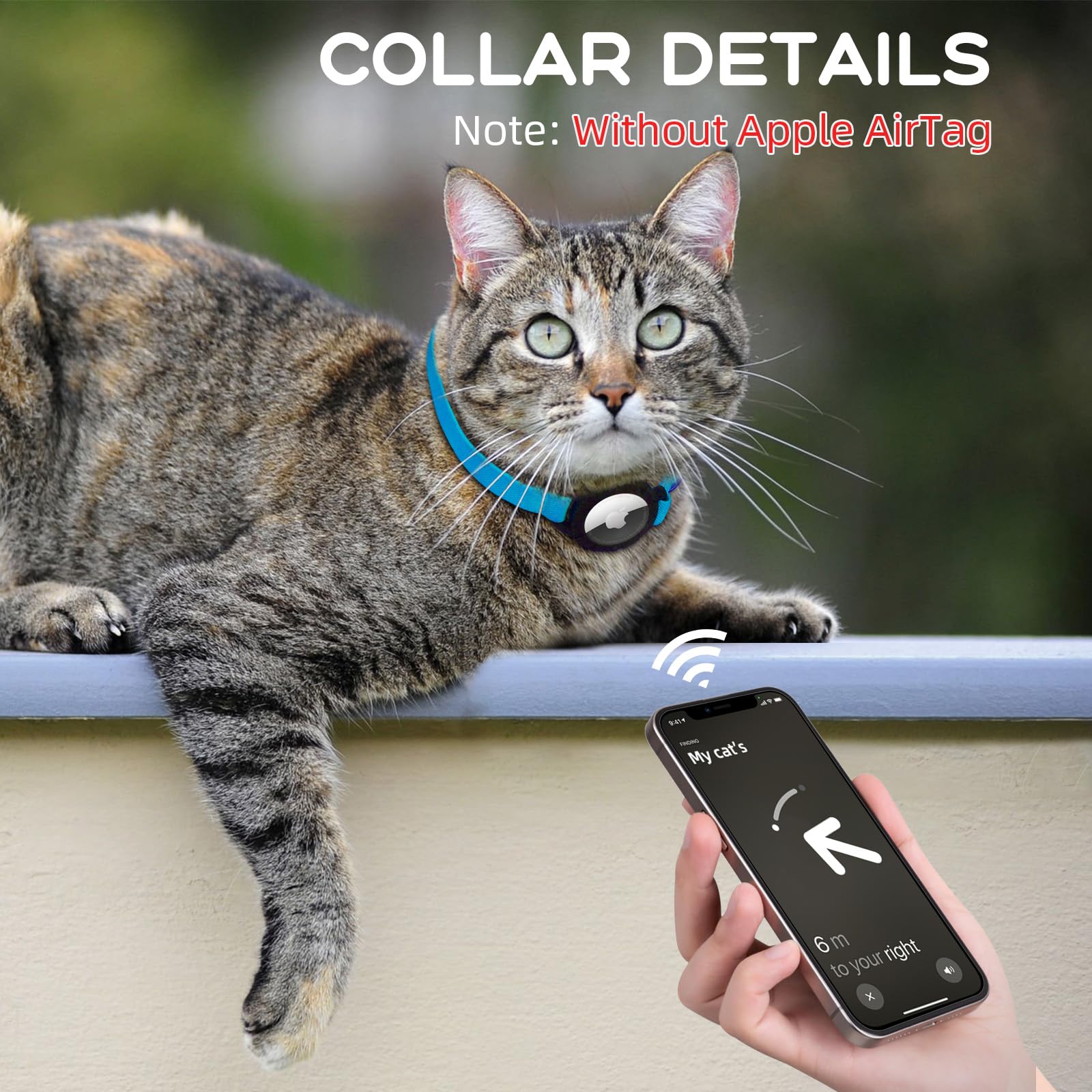 Sucegi AirTag Cat Collar sapphire blue breakaway design enhances safety during play