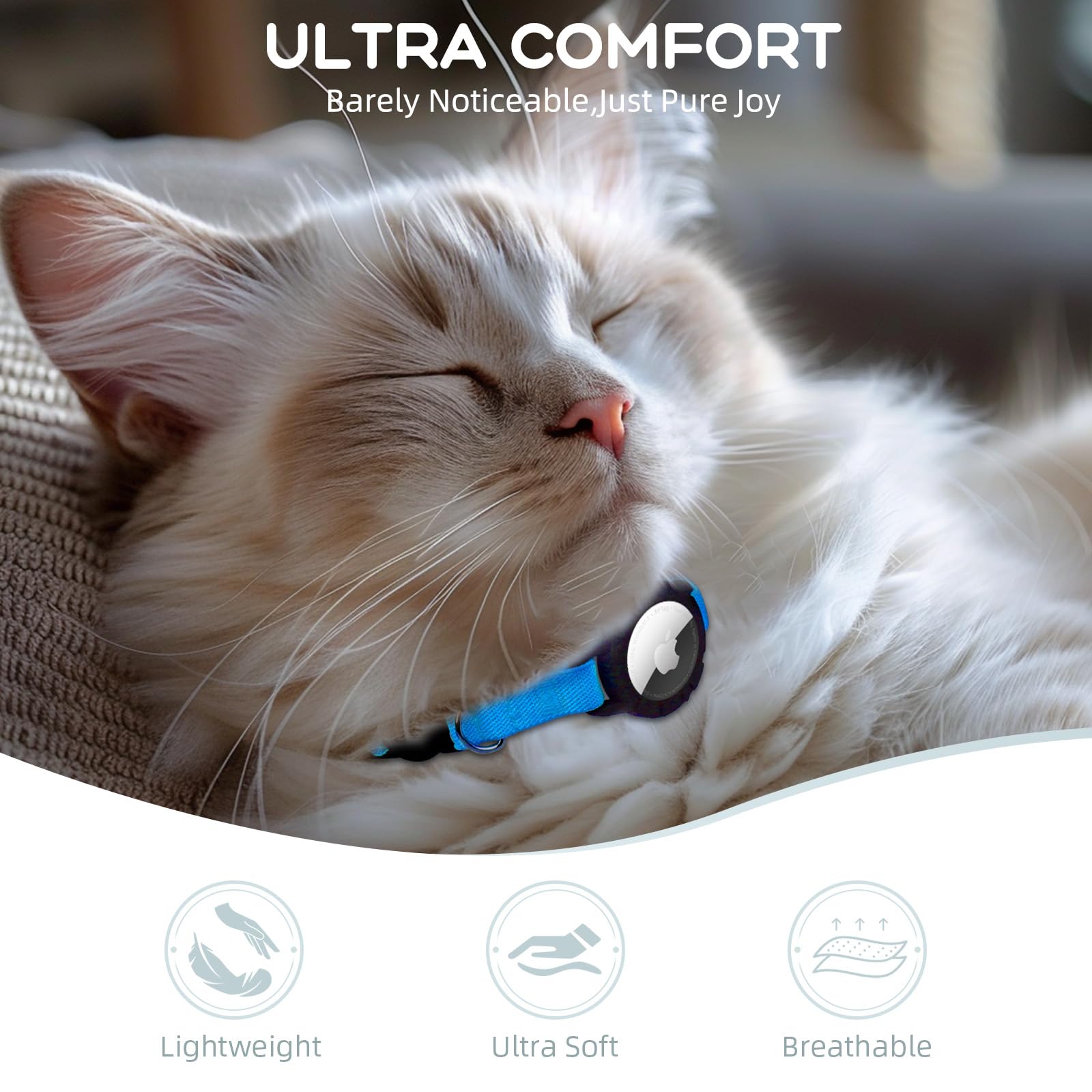 Sucegi AirTag Cat Collar elastic strap provides stretch-fit comfort for daily wear