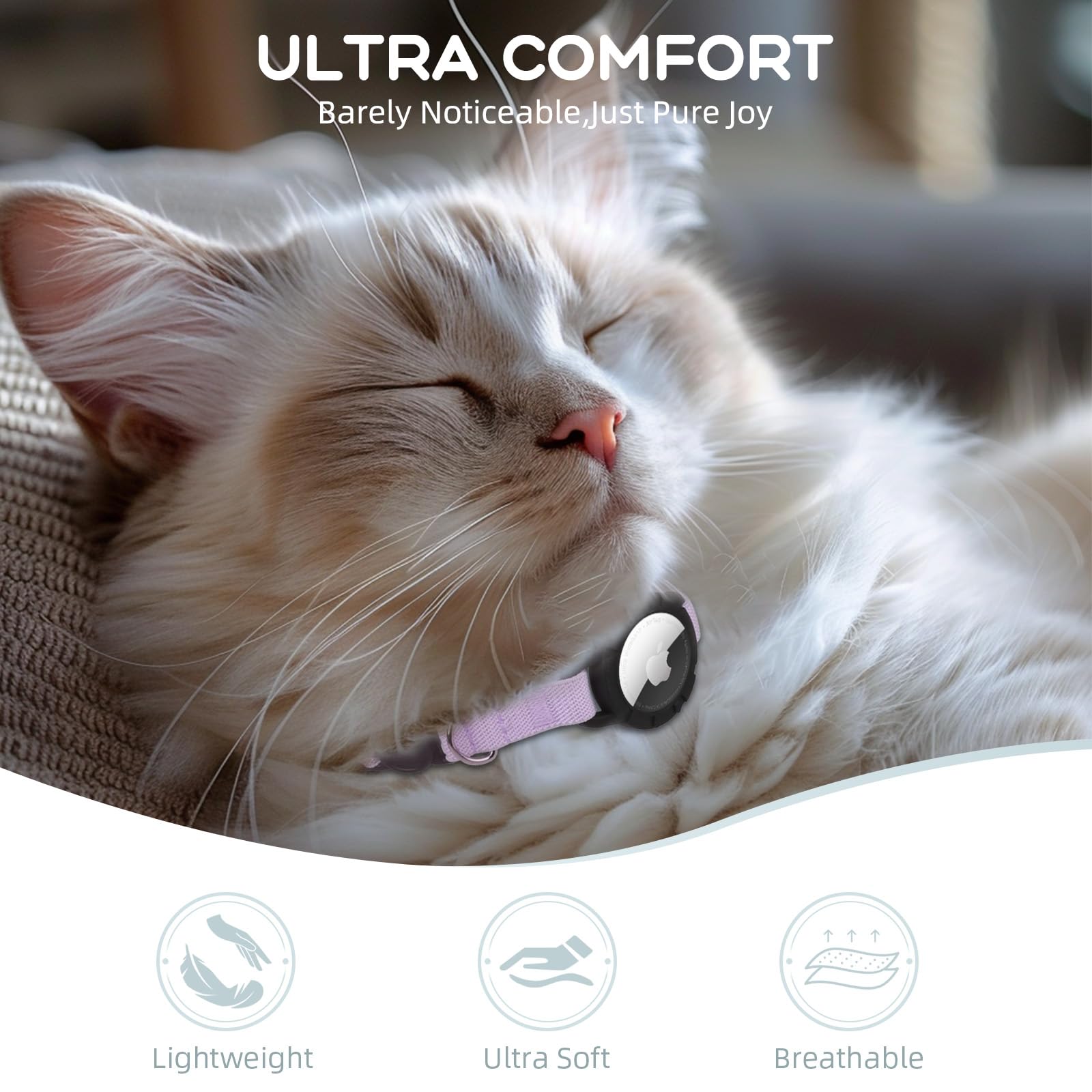 Sucegi AirTag Cat Collar lightweight 0.25oz keeps cats comfortable without noticing it.