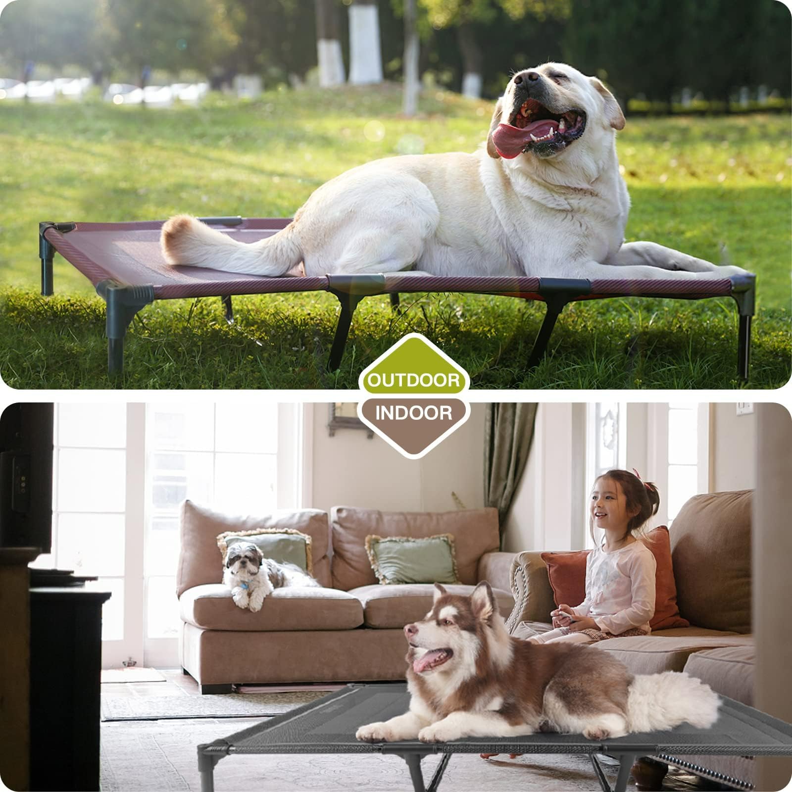 suddus elevated dog bed easy-clean surface simplifies maintenance after outdoor play