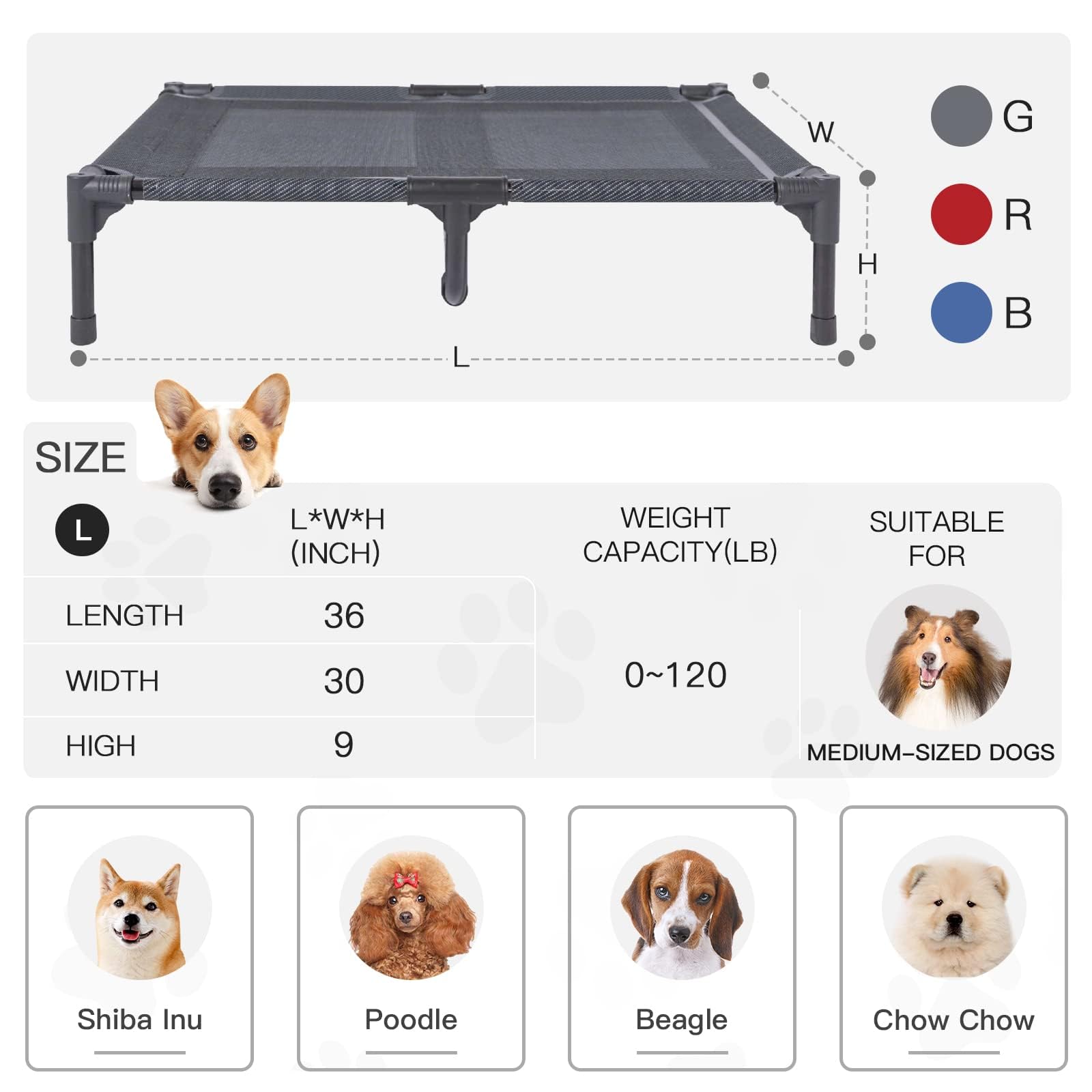 suddus elevated dog bed indoor outdoor use in grey blends with any space