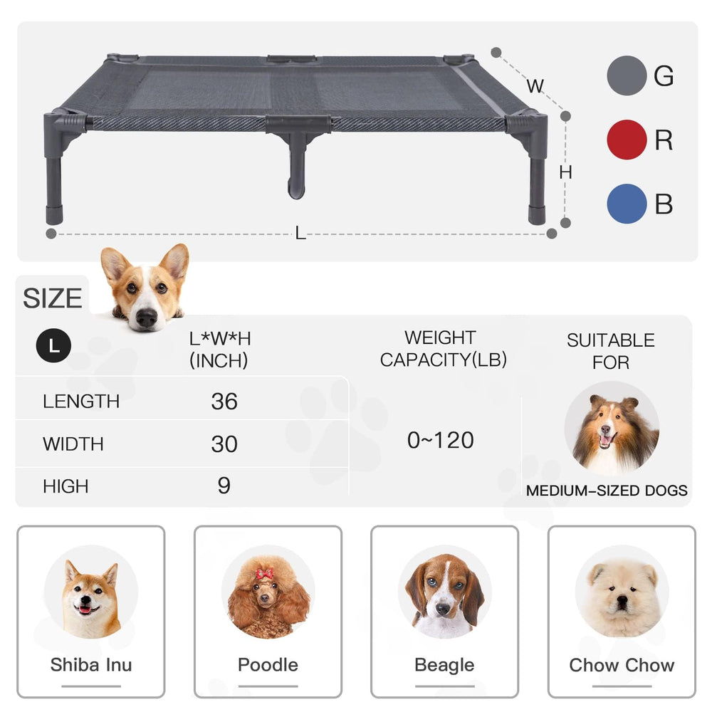 suddus elevated dog bed indoor outdoor use in grey blends with any space