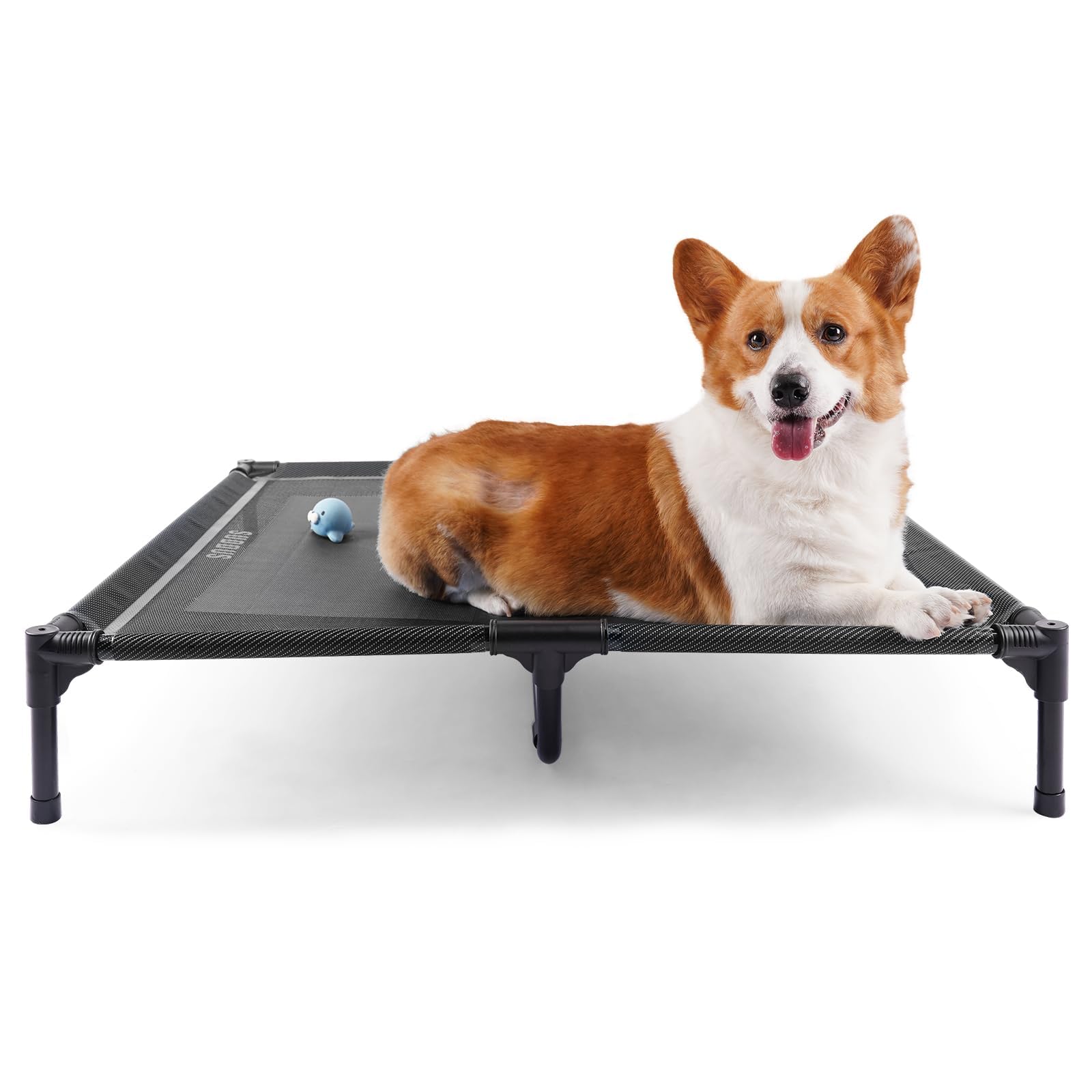 suddus elevated dog bed outdoor side view with waterproof surface for rain-ready patio use