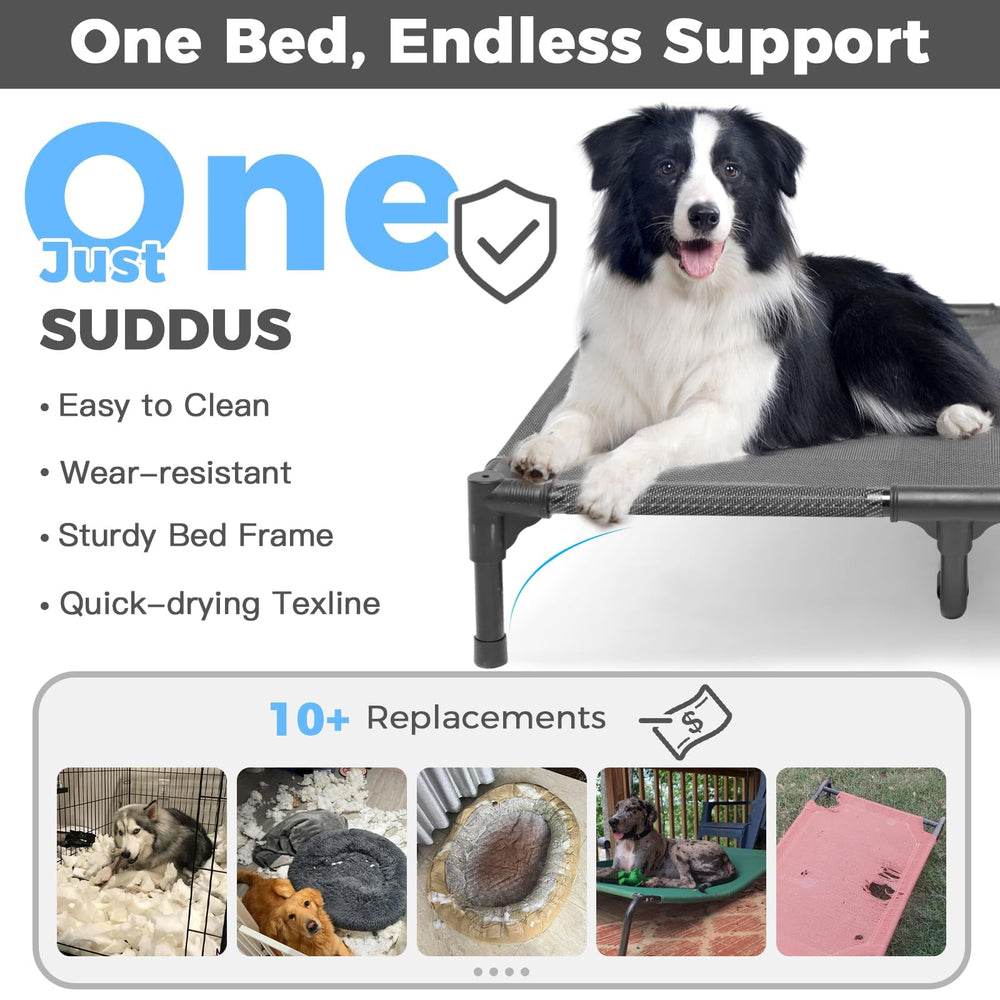 Suddus elevated dog bed waterproof cover ready for quick cleaning after outdoor use