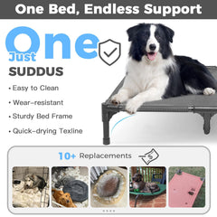 Suddus elevated dog bed waterproof cover ready for quick cleaning after outdoor use