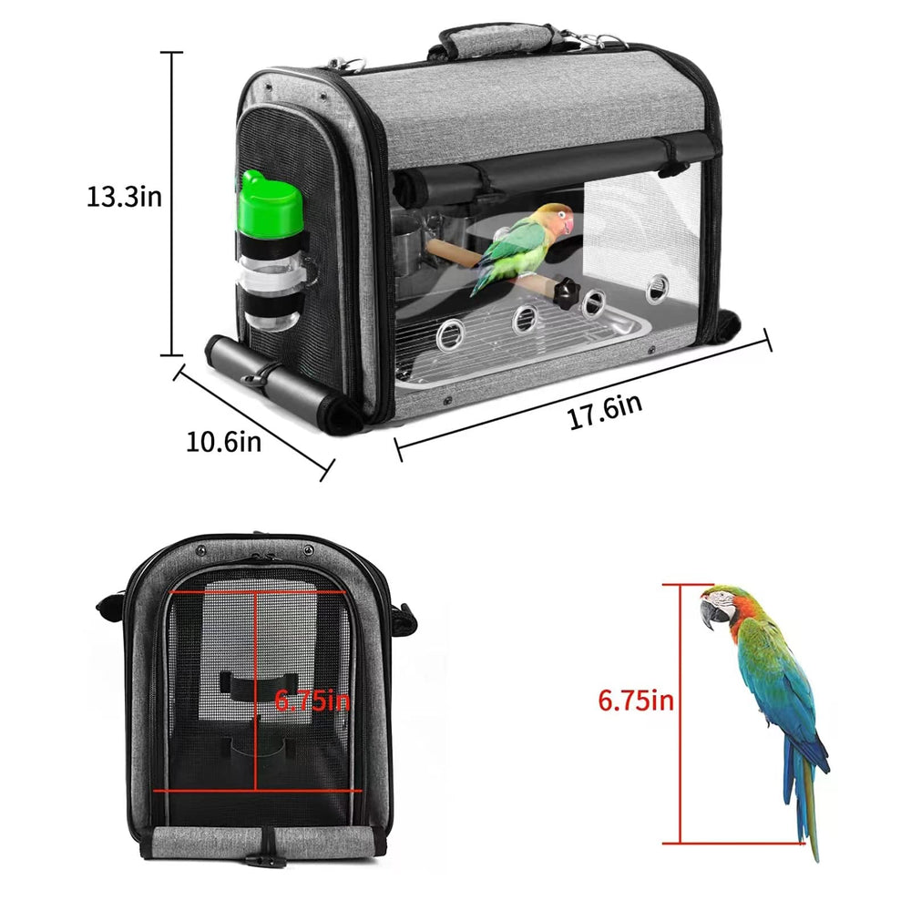 Suertree bird carrier-window-view shows transparent window for easy pet monitoring.