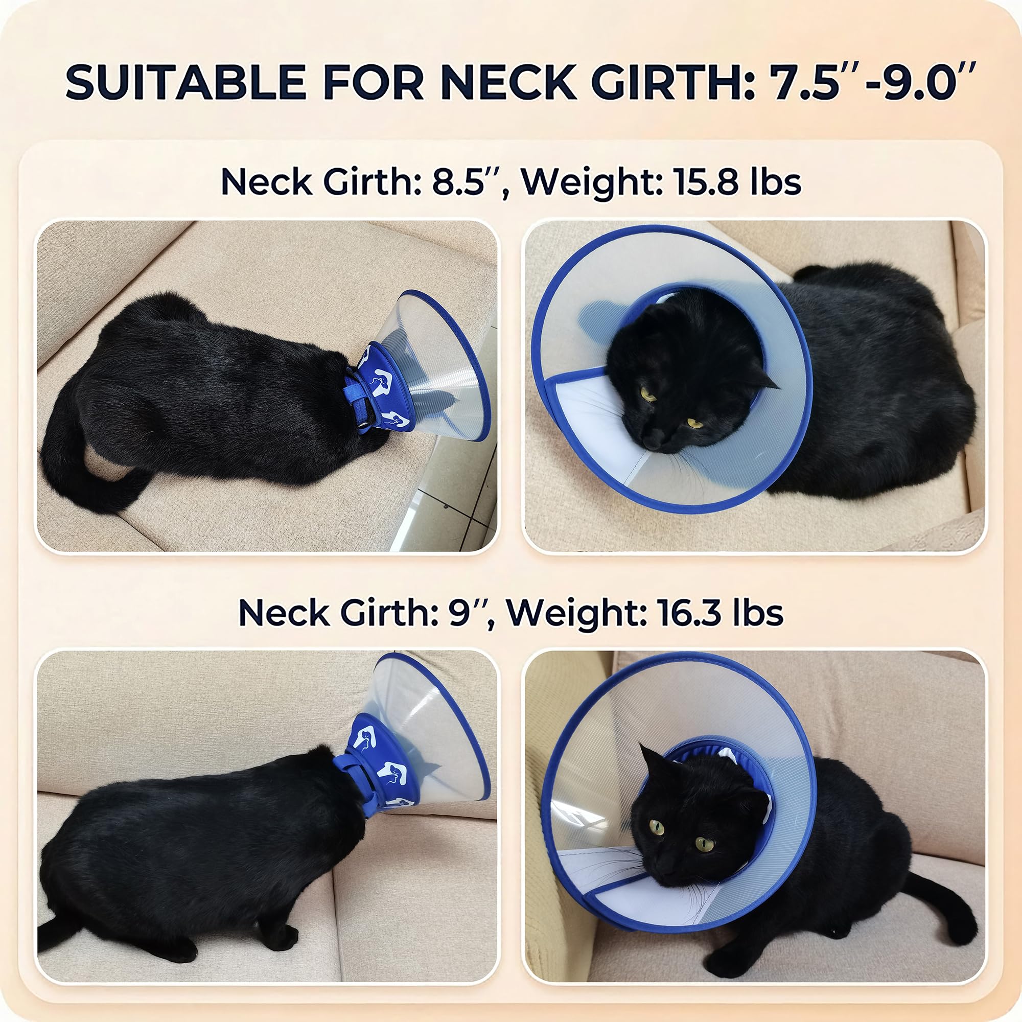 Sufisat Cat Cone Recovery Collar breathable inner lining supports all-day wear