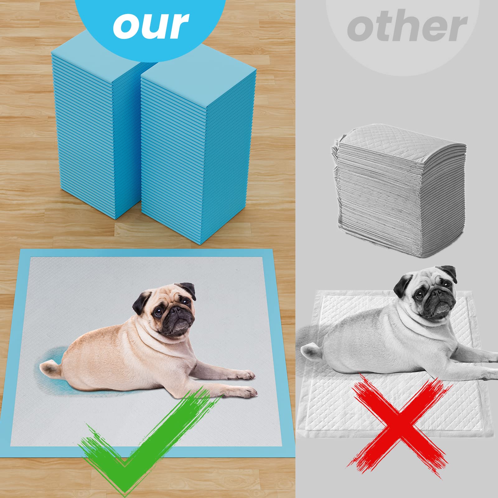 SUGUNING leak-proof-border dog training pad protects floors during use.