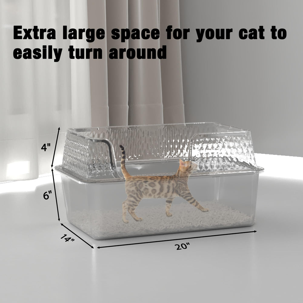 Suhaco high-walls deep kitty litter box reduces spill and keeps surroundings cleaner