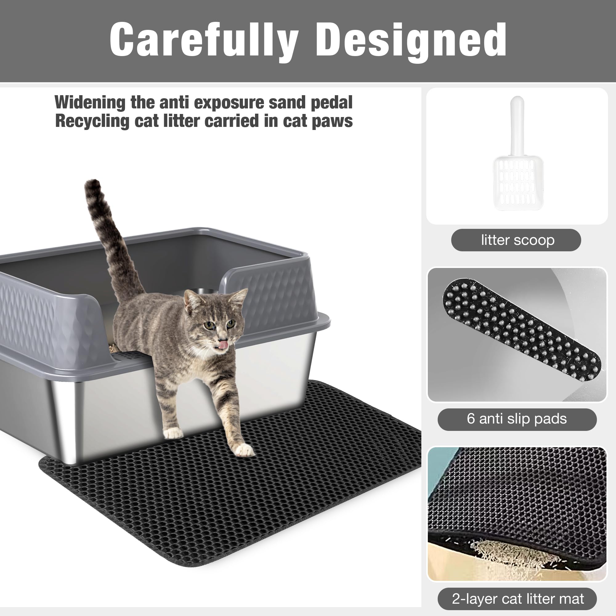 Suhaco litter box deep interior enabling comfortable cat use