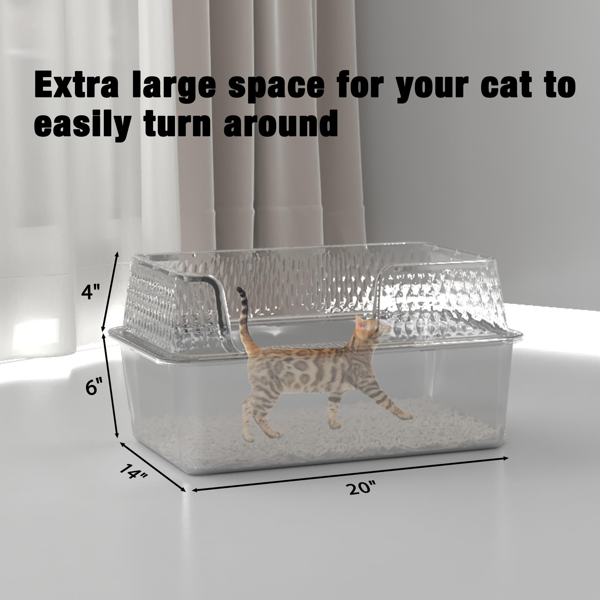 Suhaco litter box high walls offering contained interior space