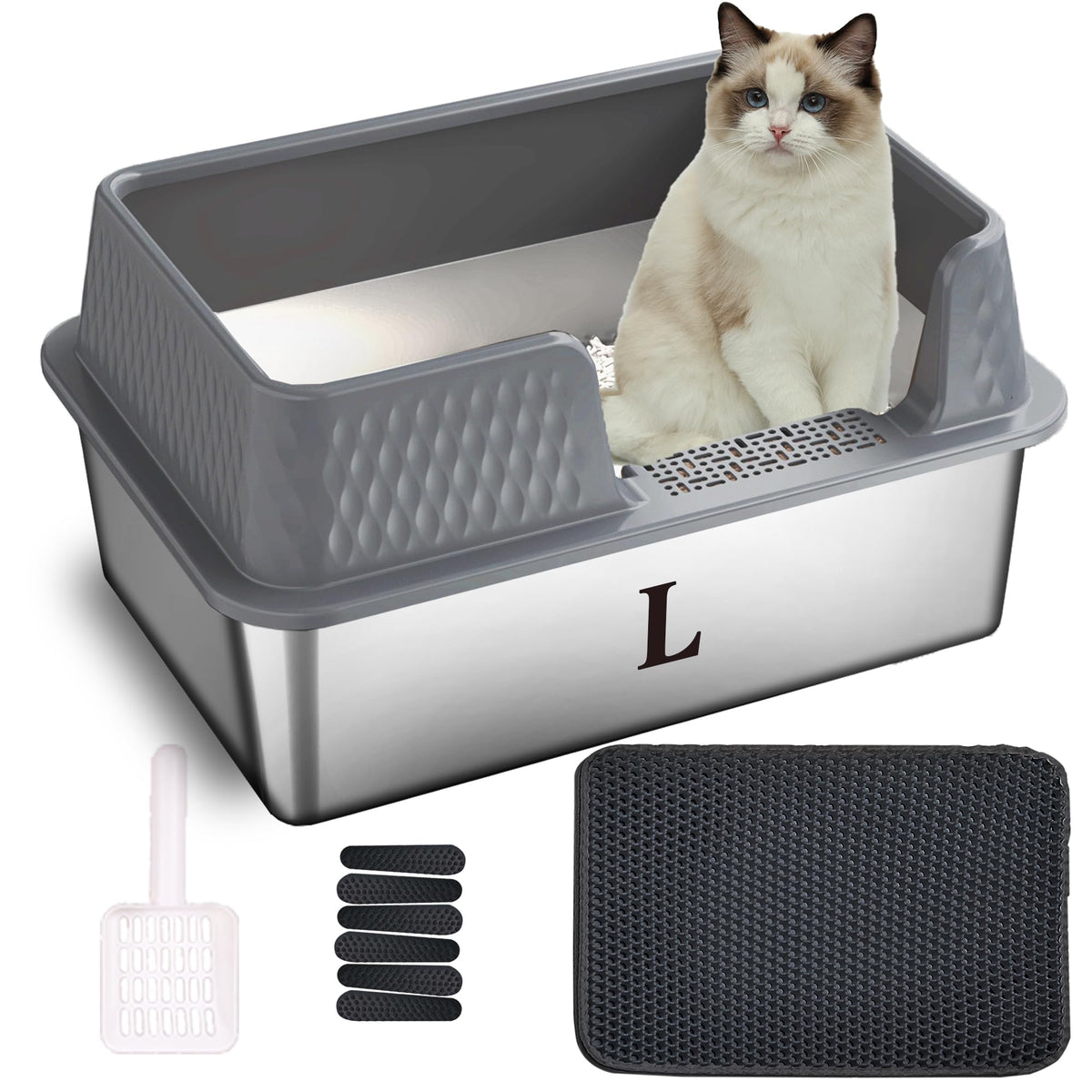 Suhaco litter box side-entry with high walls for mess prevention