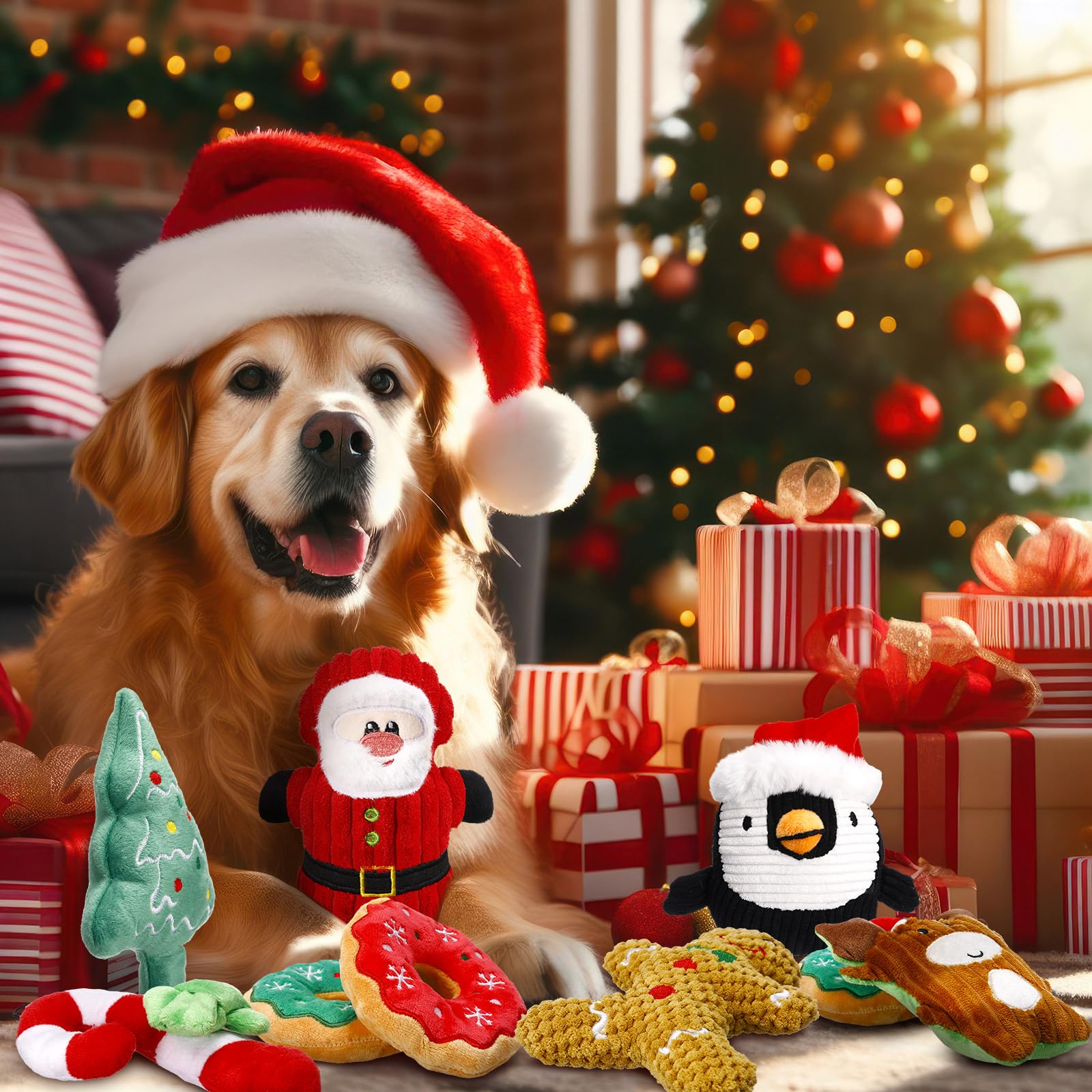 Suilung candy cane dog toy squeaker for fetch and carry