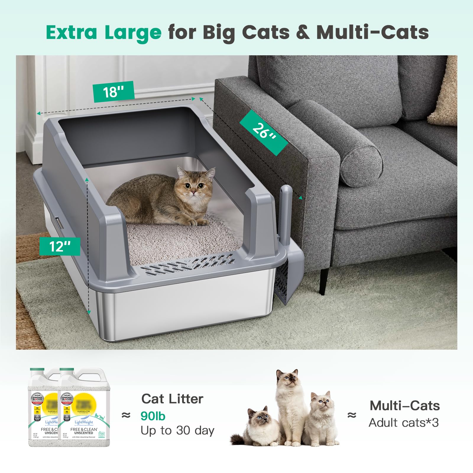 Suitfeel litter scoop included, convenient for timely litter box maintenance.