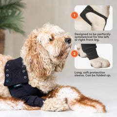 Suitical sleeve protects hotspots on a dog's leg with breathable fabric
