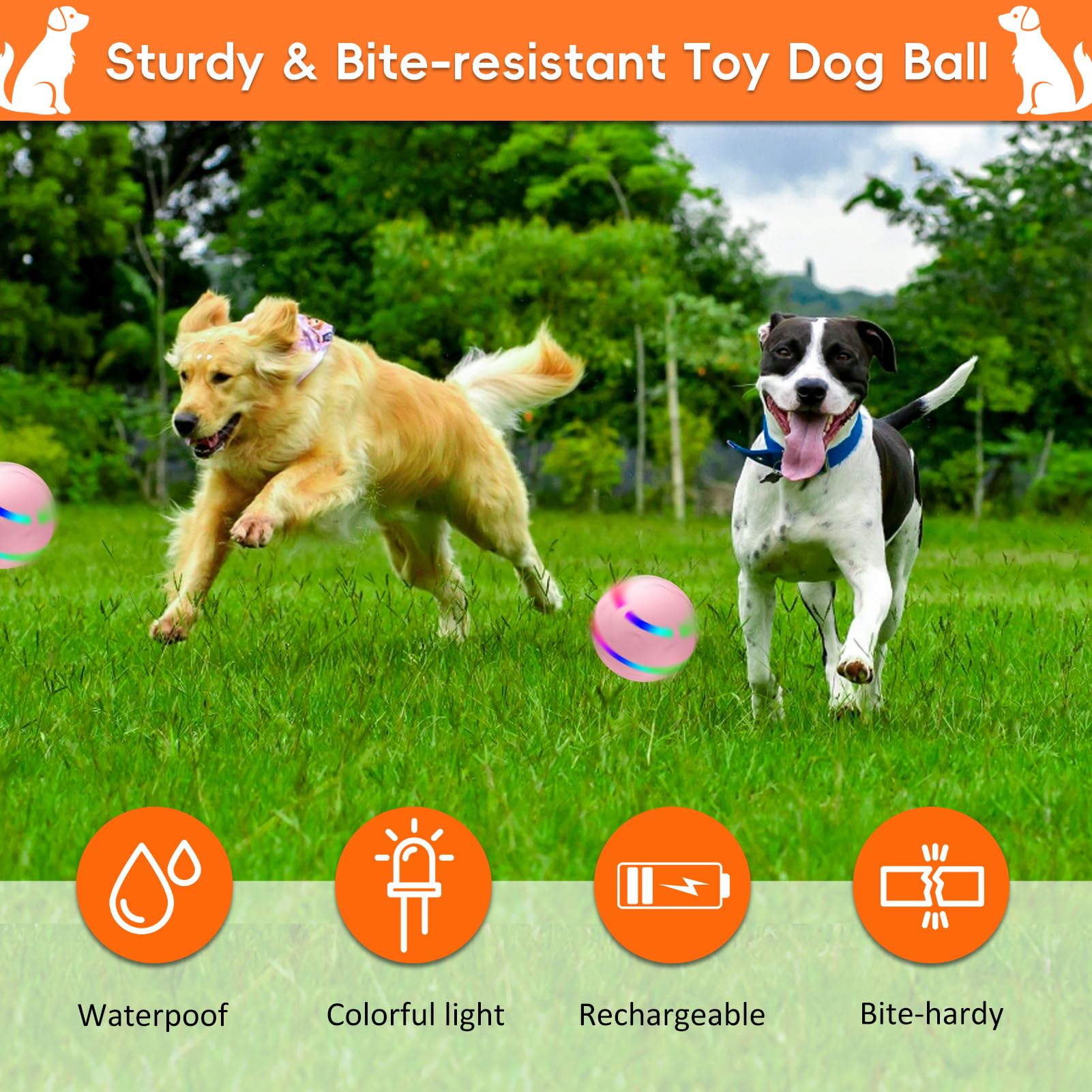 SUJF interactive dog ball 3.2-inch diameter fits medium-large dogs