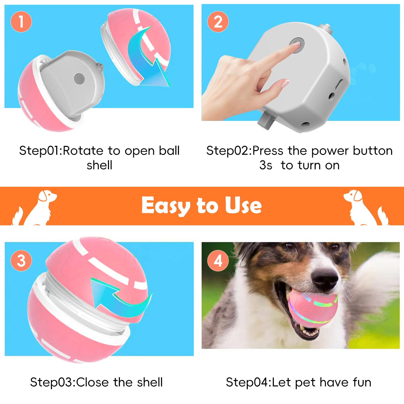 SUJF interactive dog ball washable and waterproof for simple cleaning
