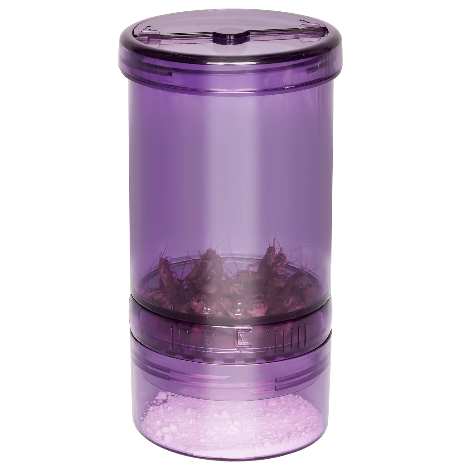 SUKEOPET cricket-calcium-powder-mixer transparent bottle shows even coating during feeding