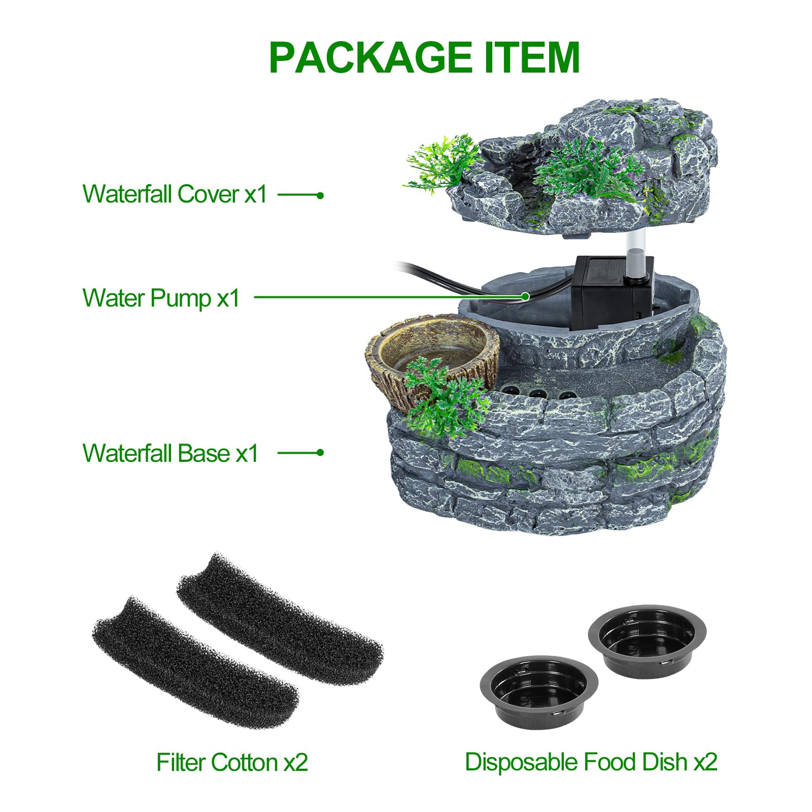 SUKEOPET terrarium-water-feature elevates the room ambiance while supporting reptile well-being.