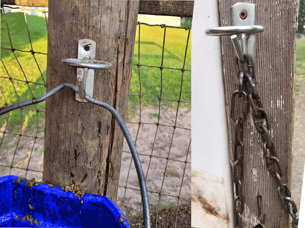 SUKEYME bucket hook close-up reveals sturdy coating and welds
