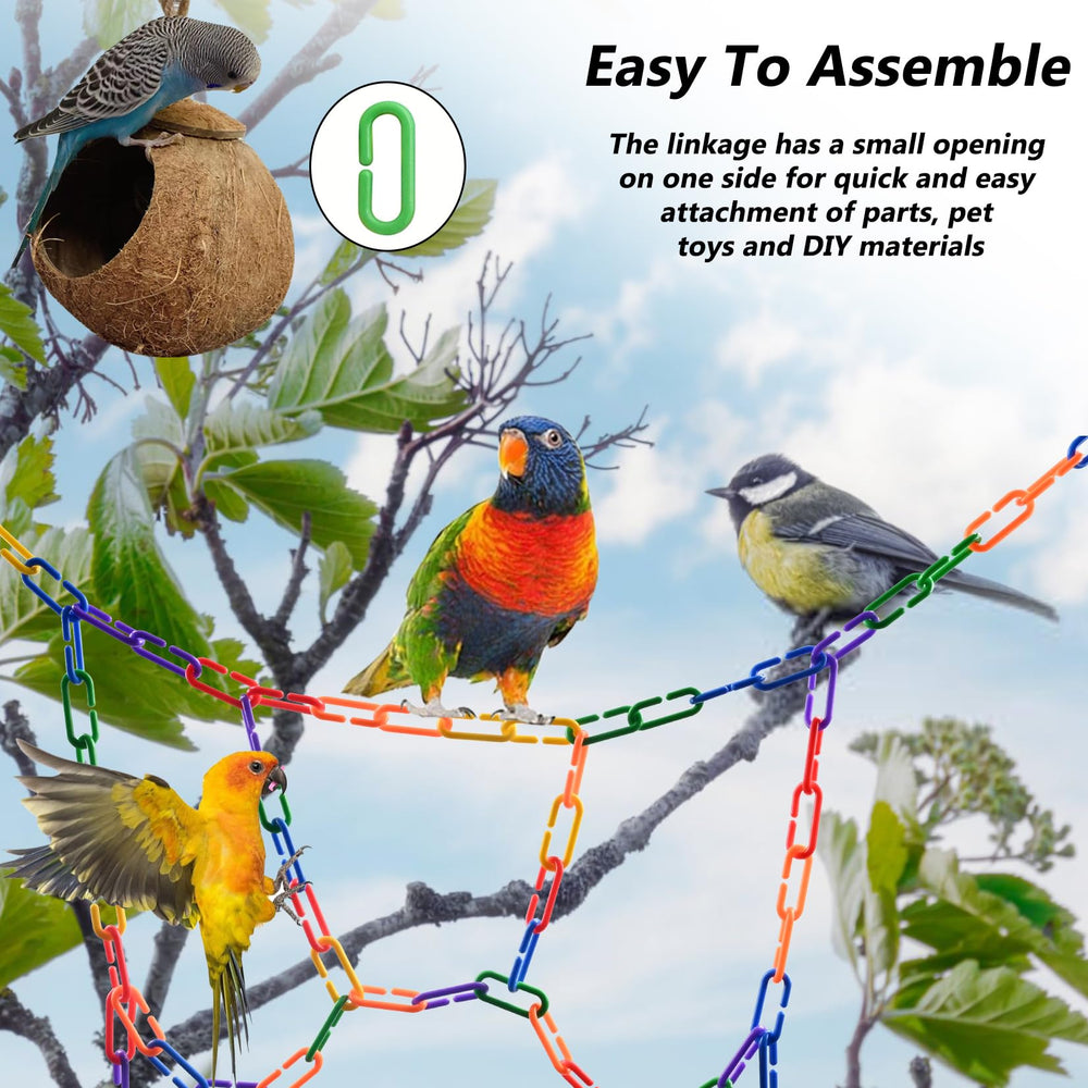 Sukh bird cage toys climbing links illustrate lightweight connectors for safe perch-building and play.