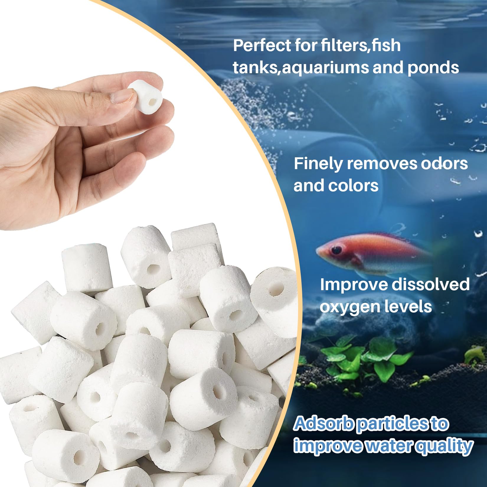 Sukh ceramic rings deliver clearer water in aquariums with effective filtration.