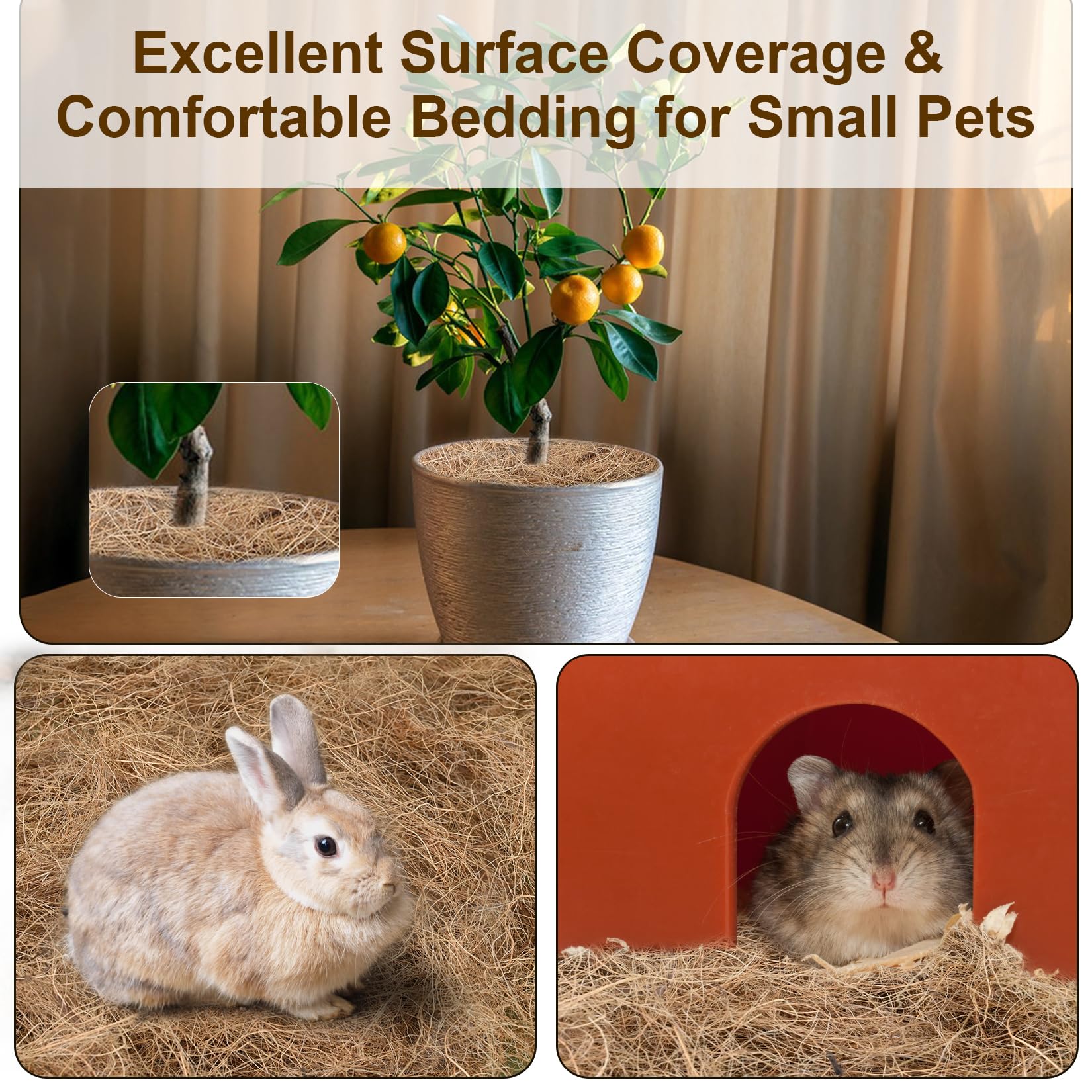 Sukh coconut fiber for small pets doubles as versatile nesting bedding.