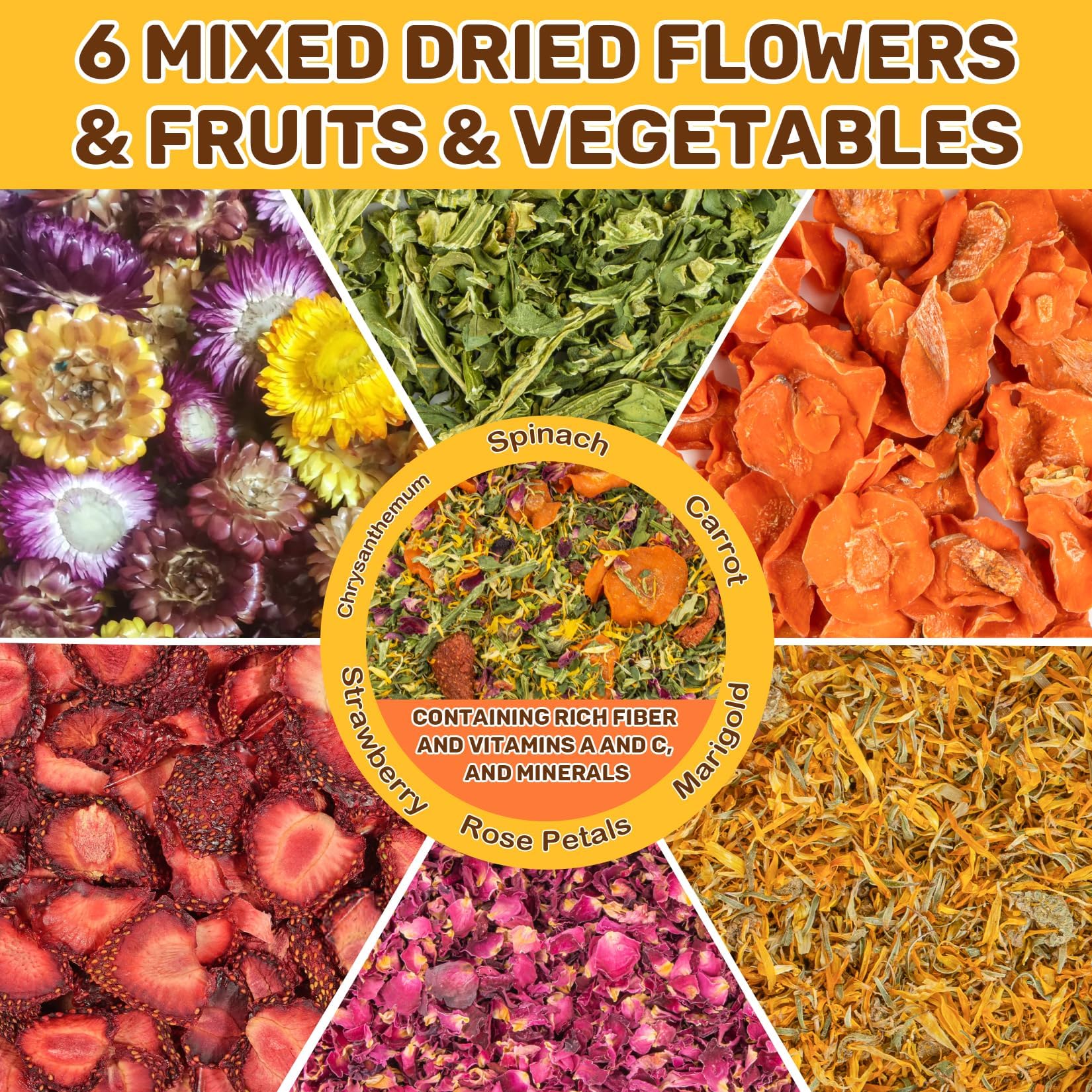 Sukh rabbit treats with mixed flowers and vegetables offering nibble variety