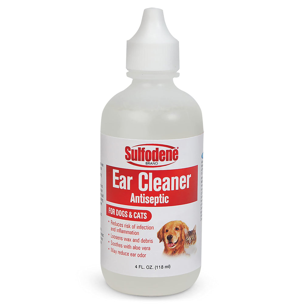 Sulfodene ear cleaner bottle for routine pet ear care.
