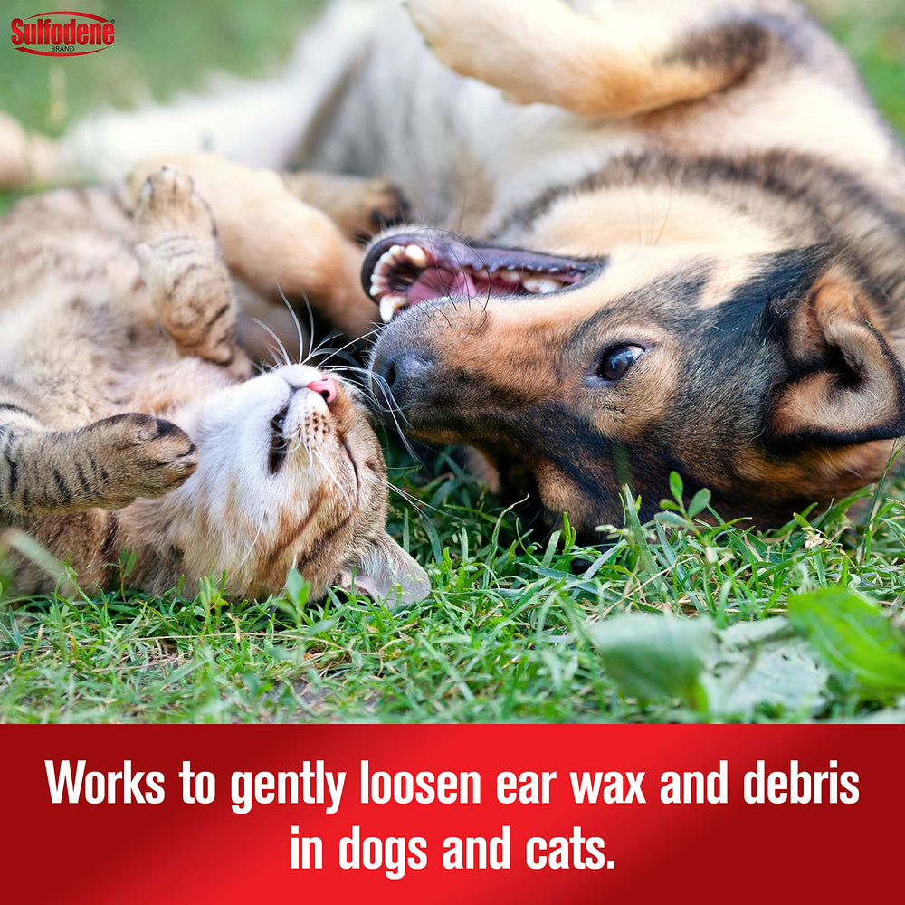 Sulfodene ear cleaner used on cats for routine cleaning.