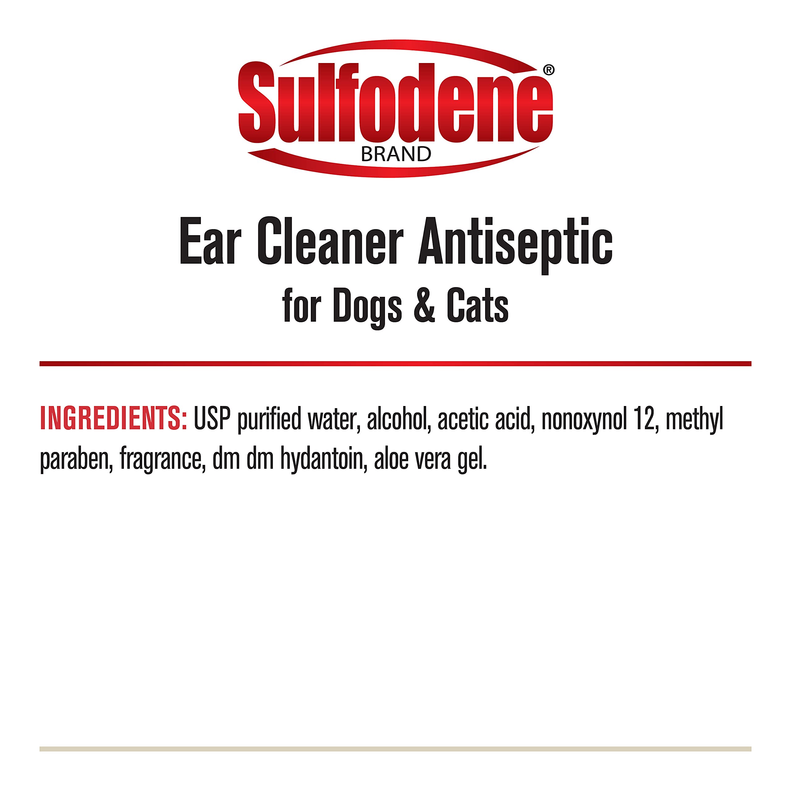Sulfodene ear cleaner in use on a pet.