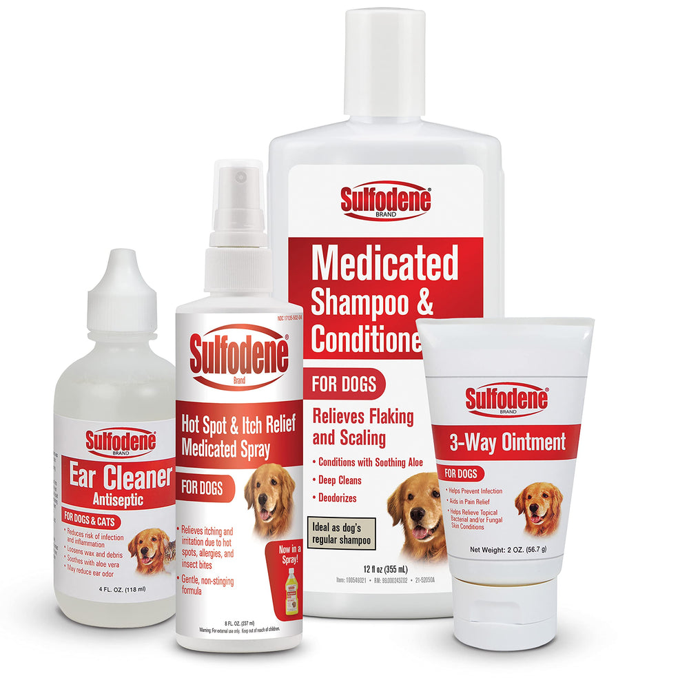 Sulfodene sits beside a clean wound dressing in a home kit.
